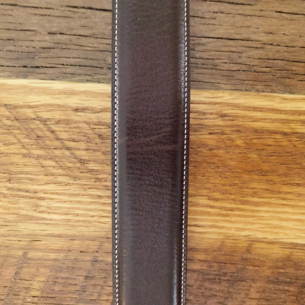 Ted Baker Belt Mens 34 Brown Italian Leather Solid Brass Buckle Formal 0906